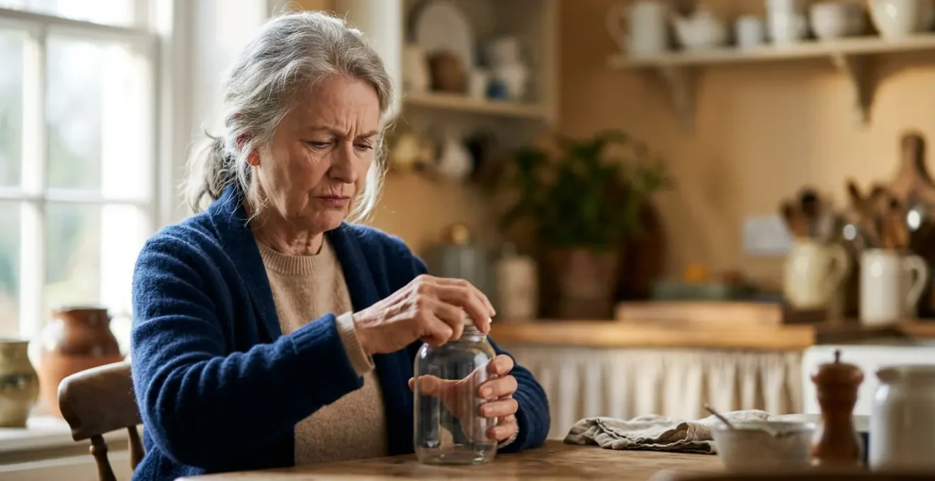 Senior examining blurred objects with concerned expression representing vision compromise from cataracts