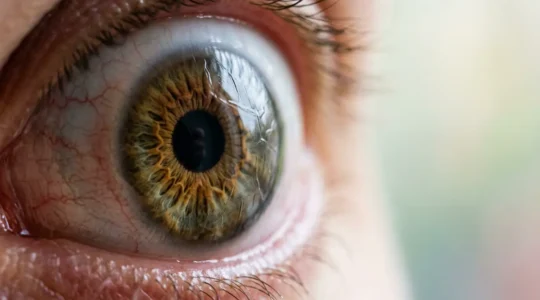 Eye care concept showing the dangers of sleeping in contact lenses
