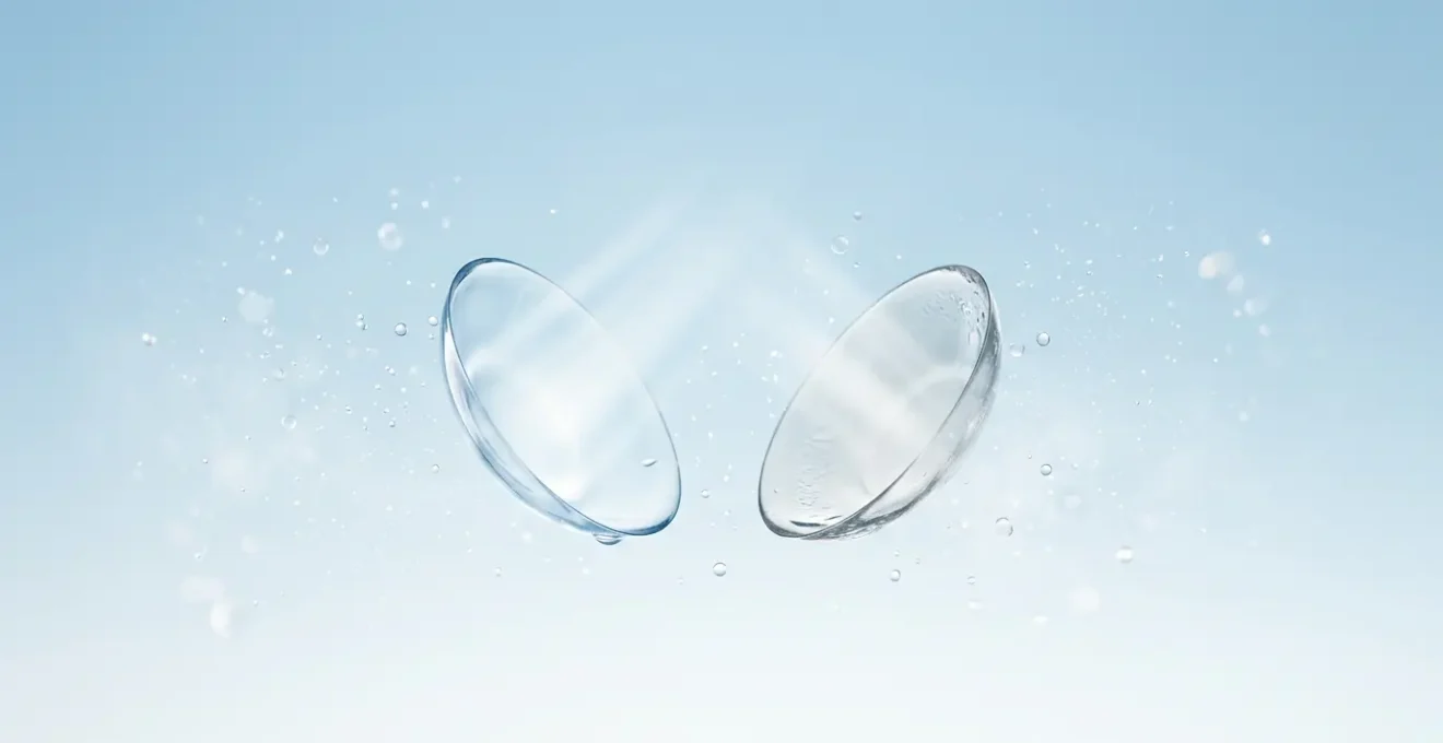 Close-up comparison of modern contact lens materials showing oxygen transmission properties