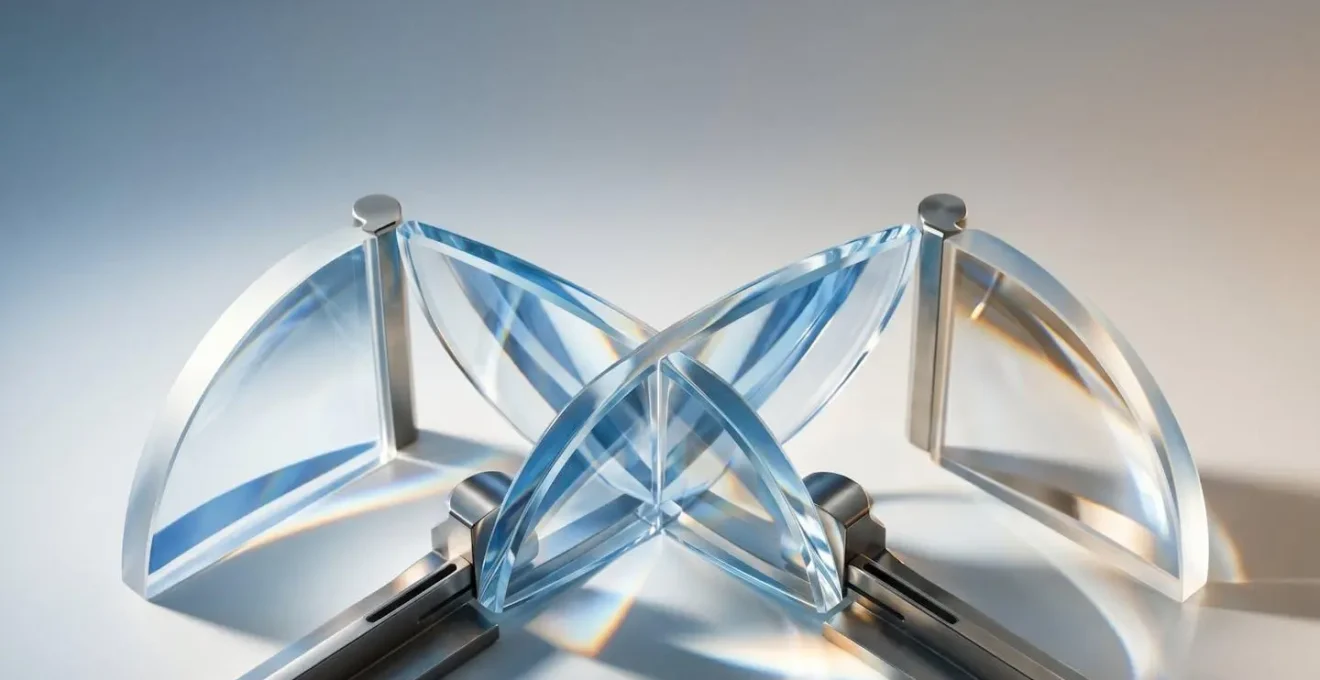 Symbolic representation of astigmatism axis orientation through abstract curved light patterns showing directional optical pathways