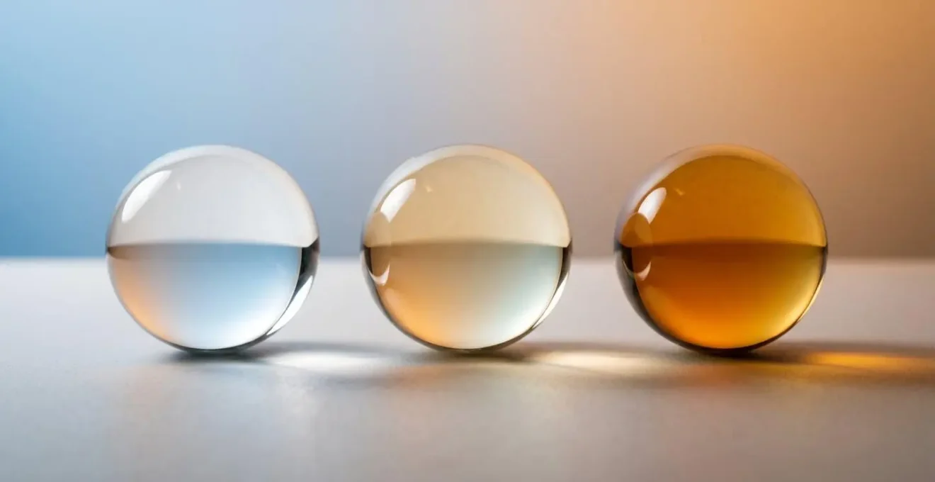Symbolic representation comparing different lens types for blue light protection through color and light metaphor