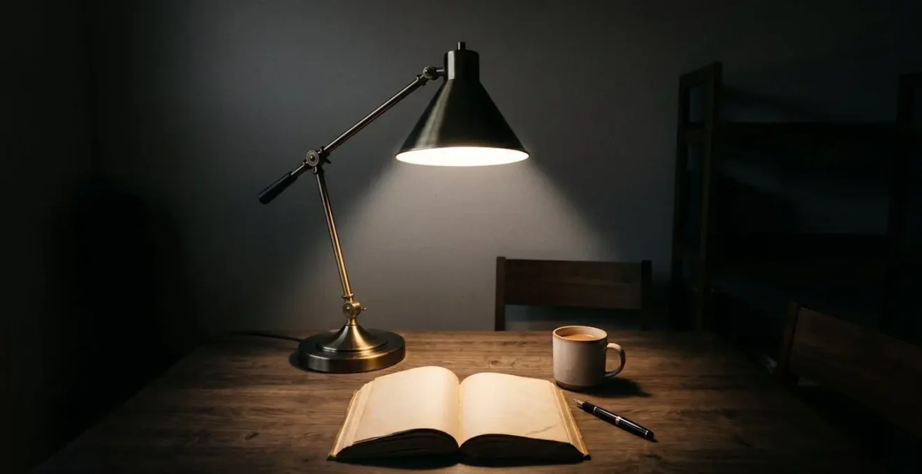 Extreme contrast between a bright focused light source and a dark surrounding environment creating visual stress