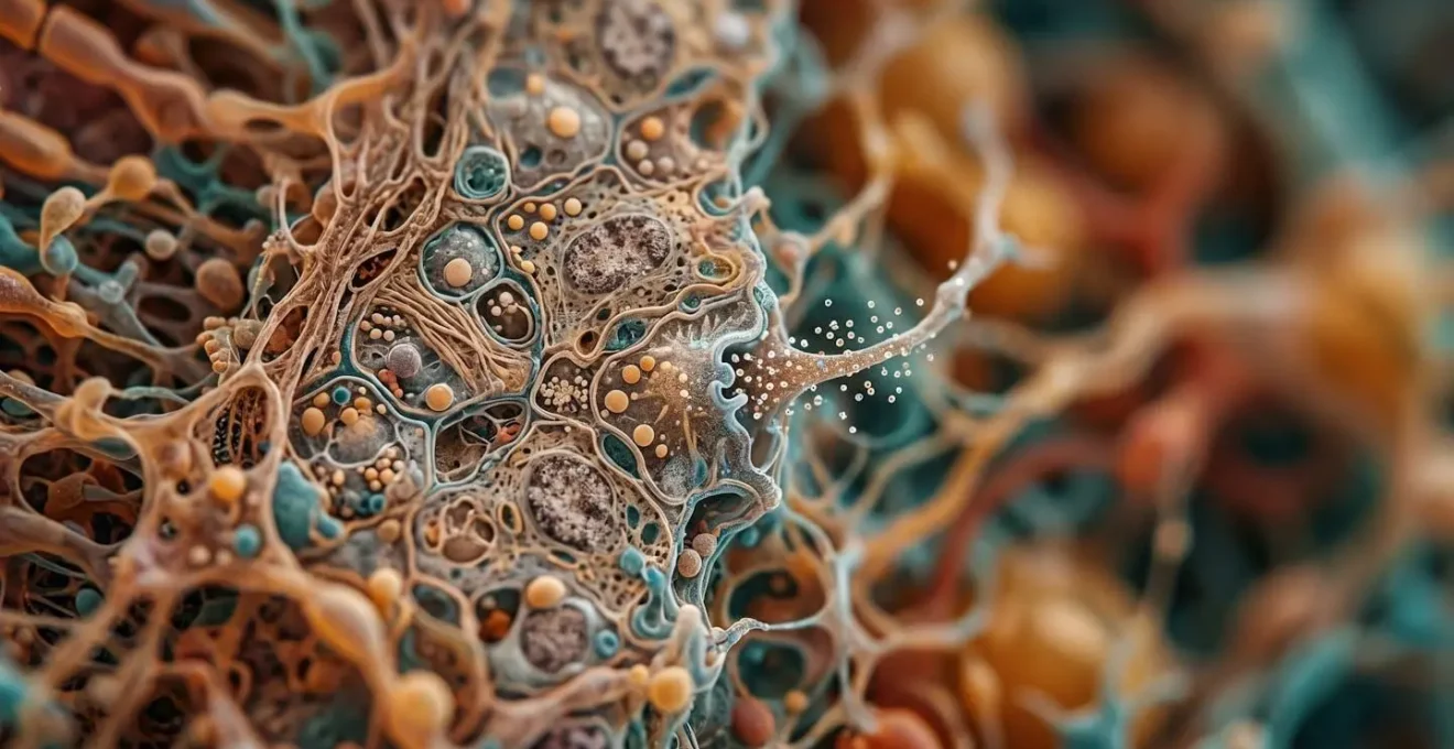 Extreme macro photograph showing cellular texture and biological receptor detail representing atropine mechanism