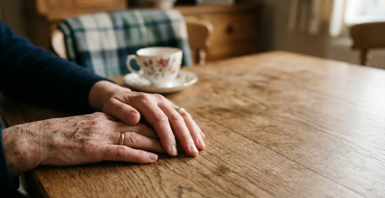 Warm domestic scene showing older and younger family members in conversation, suggesting family health history dialogue