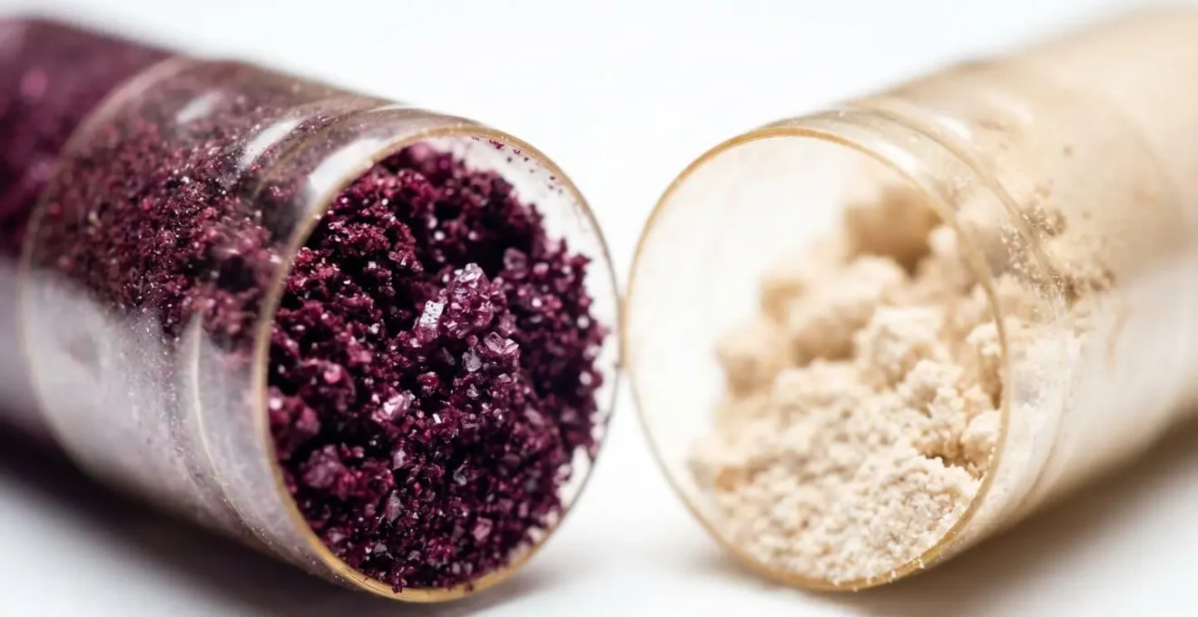 Extreme macro perspective revealing supplement capsule interior and powder texture representing dosage transparency