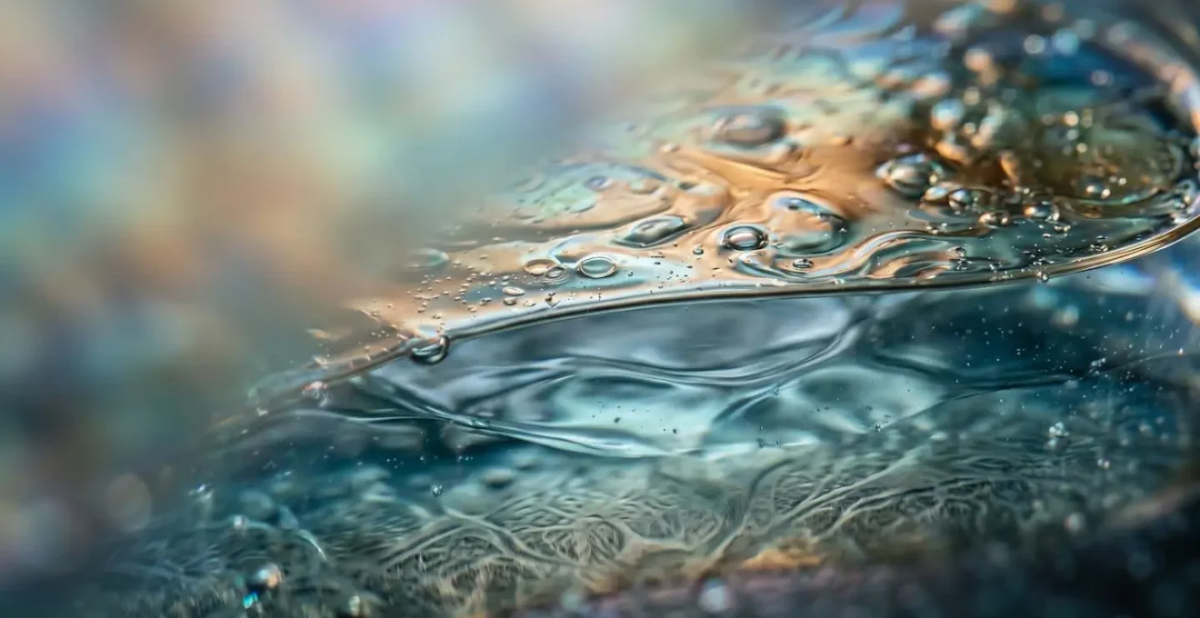 Extreme close-up macro photography showing the delicate surface texture representing the three-layer tear film structure